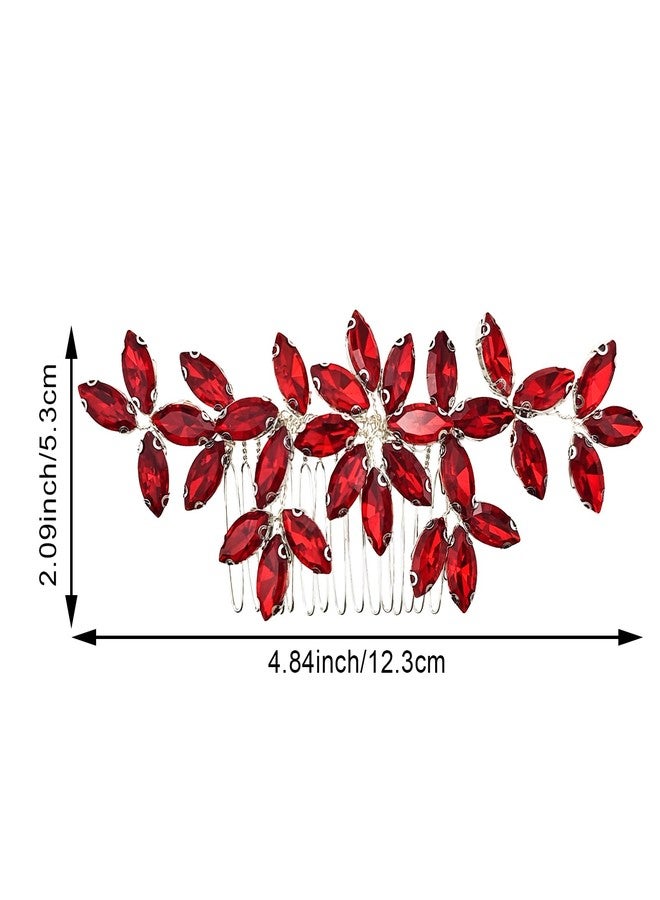 Arvintas Red Wedding Crystal Hair Comb Elegant Bridal Wedding Hair Piece Teardrop Crystal Rhinestone Hair Accessories for Women Prom Party Photography - Image 2